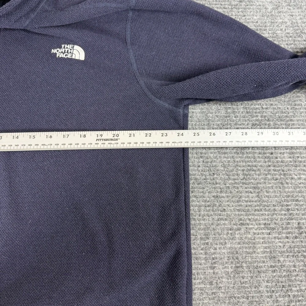 The North Face Mens Navy Blue Waffle Knit Fleece Quarter Zip Pullover Sweater